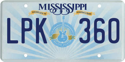 MS license plate LPK360