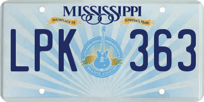 MS license plate LPK363