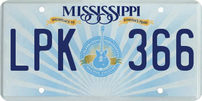 MS license plate LPK366