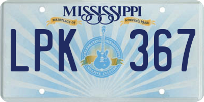 MS license plate LPK367
