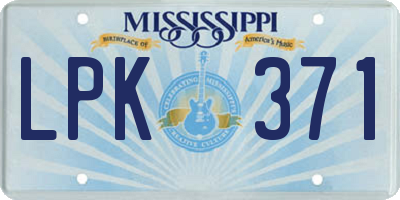 MS license plate LPK371