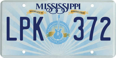 MS license plate LPK372