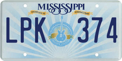 MS license plate LPK374
