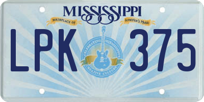 MS license plate LPK375