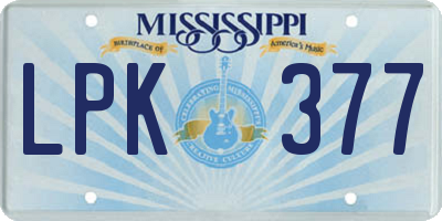 MS license plate LPK377
