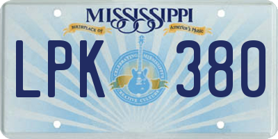 MS license plate LPK380