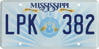 MS license plate LPK382