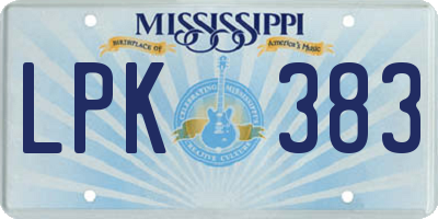 MS license plate LPK383