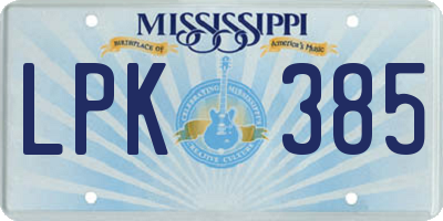 MS license plate LPK385