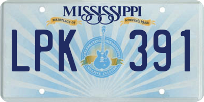 MS license plate LPK391