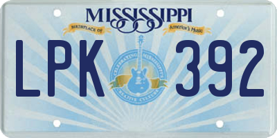 MS license plate LPK392