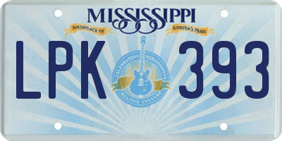 MS license plate LPK393