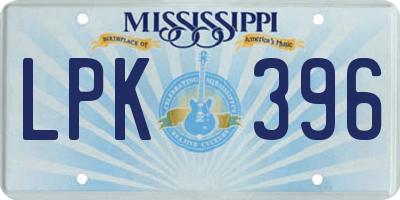MS license plate LPK396