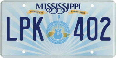 MS license plate LPK402