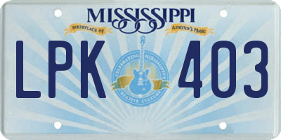 MS license plate LPK403