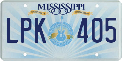 MS license plate LPK405