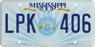 MS license plate LPK406