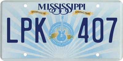 MS license plate LPK407