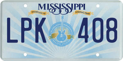 MS license plate LPK408