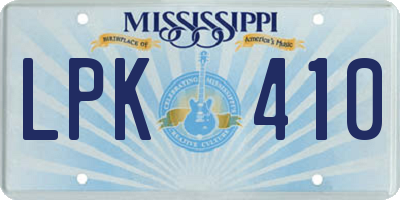 MS license plate LPK410