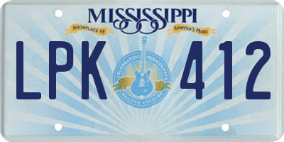 MS license plate LPK412