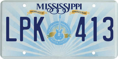 MS license plate LPK413