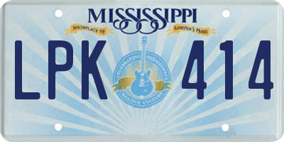 MS license plate LPK414