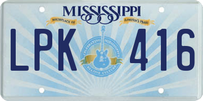 MS license plate LPK416