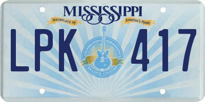 MS license plate LPK417