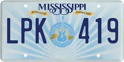 MS license plate LPK419