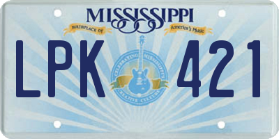 MS license plate LPK421