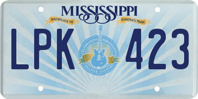 MS license plate LPK423