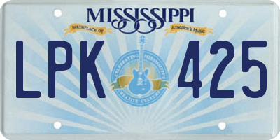 MS license plate LPK425
