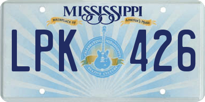 MS license plate LPK426