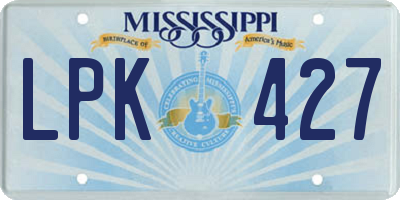 MS license plate LPK427