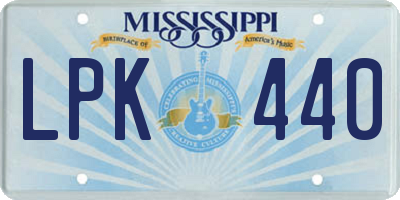 MS license plate LPK440
