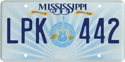 MS license plate LPK442