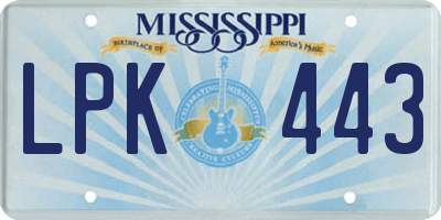 MS license plate LPK443