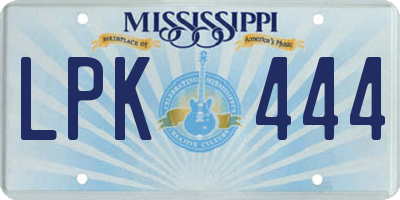 MS license plate LPK444