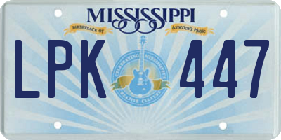 MS license plate LPK447