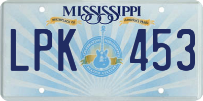MS license plate LPK453