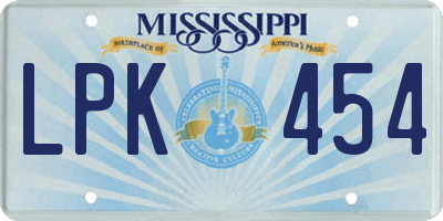 MS license plate LPK454