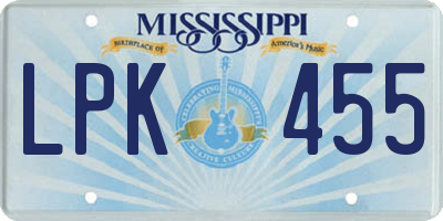 MS license plate LPK455