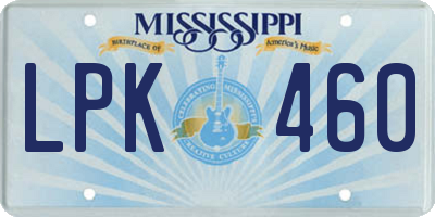 MS license plate LPK460