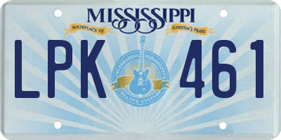 MS license plate LPK461