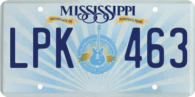 MS license plate LPK463
