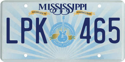 MS license plate LPK465