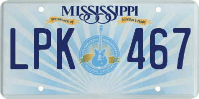 MS license plate LPK467