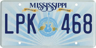 MS license plate LPK468