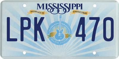 MS license plate LPK470